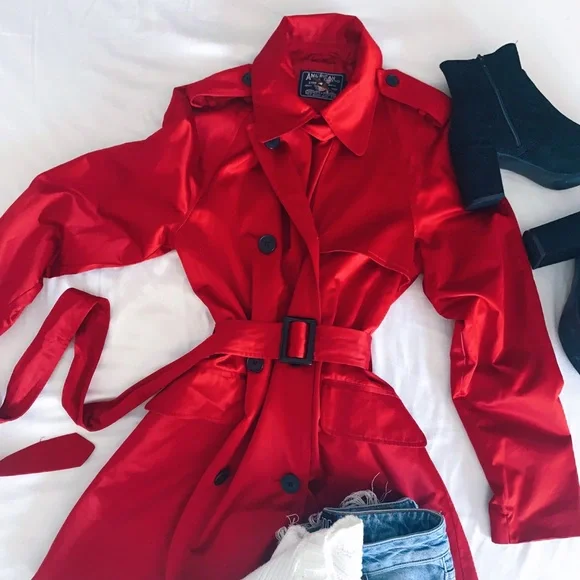American Living red trench coat - Picture 2 of 13
